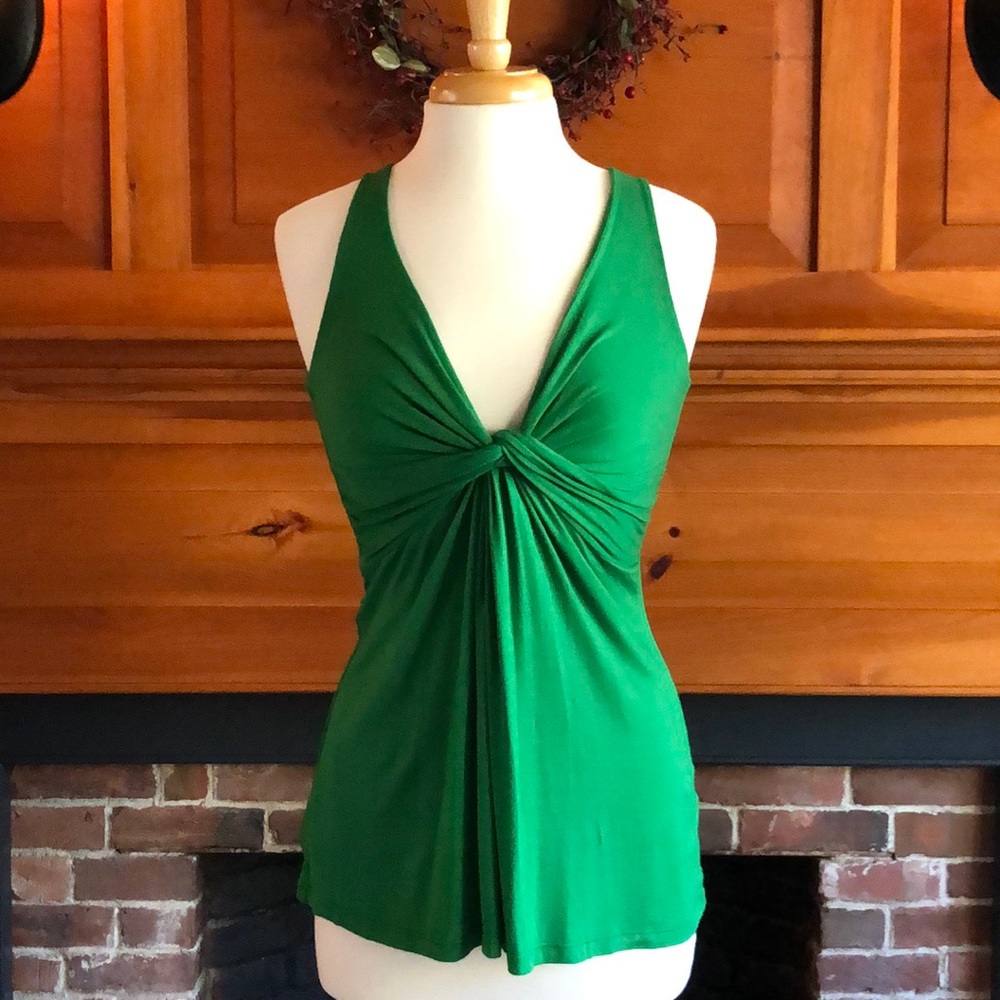 R Jean Emerald Green Twist Front Top